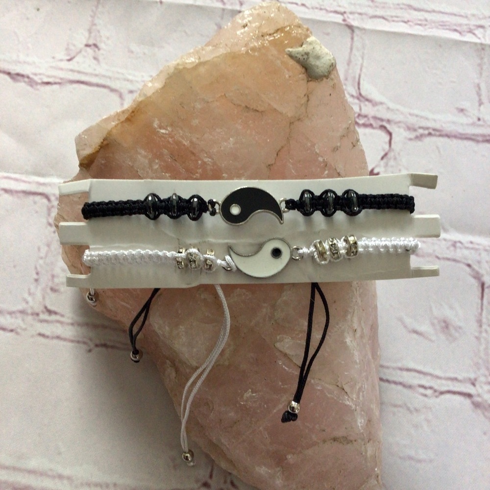Black and White Ying Yang Beaded Friendship Bracelets